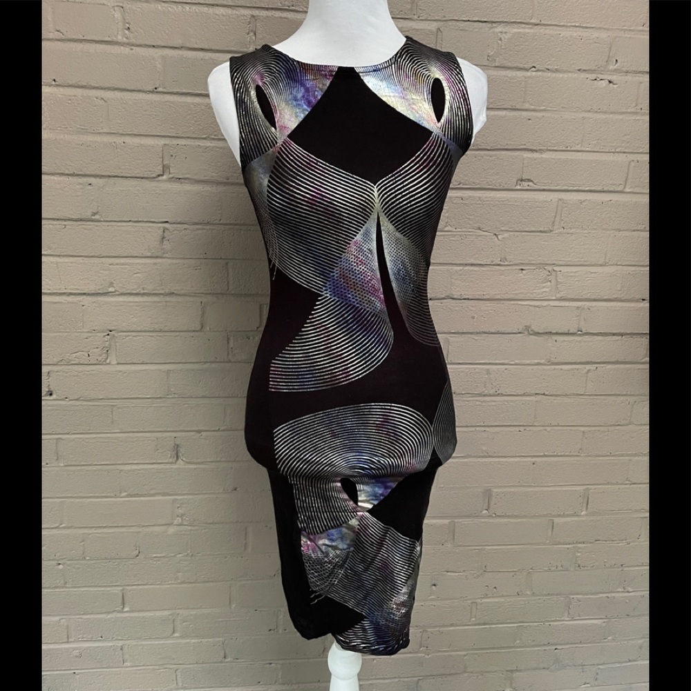 ASOS sleeveless metallic print dress 2